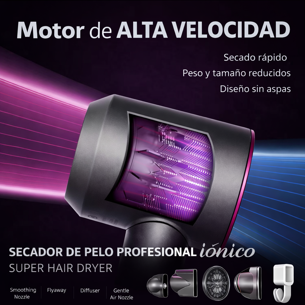 Secador Profesional Iónico de Última Generación | Ultra Ligero y Sin Encrespamiento